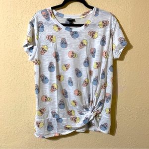 Torrid Women’s Plus 0X Skull Tie Top Knotted Burn Out Tee